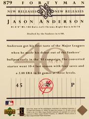Rear | Jason Anderson Baseball Cards 2003 Upper Deck 40 Man