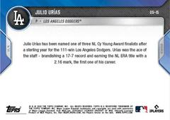 Back | Julio Urias Baseball Cards 2022 Topps Now Off Season