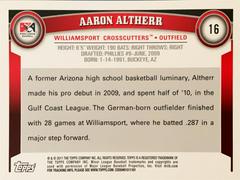 Rear | Aaron Altherr Baseball Cards 2011 Topps Pro Debut