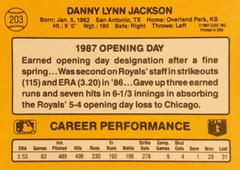 Rear | Danny Jackson Baseball Cards 1987 Donruss Opening Day