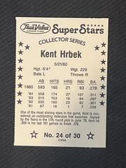 Back | Kent Hrbek Baseball Cards 1986 True Value Perforated