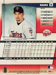 Rear | Brad Radke Baseball Cards 2002 Donruss Best of Fan Club