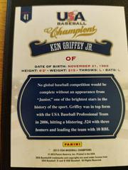 Card Back | Ken Griffey jr Baseball Cards 2013 Panini USA Baseball Champions