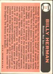 Back | Billy Herman Baseball Cards 1966 Topps