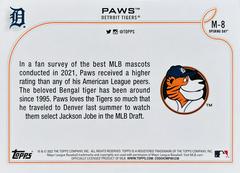 Card Back | Paws Baseball Cards 2022 Topps Opening Day Mascots