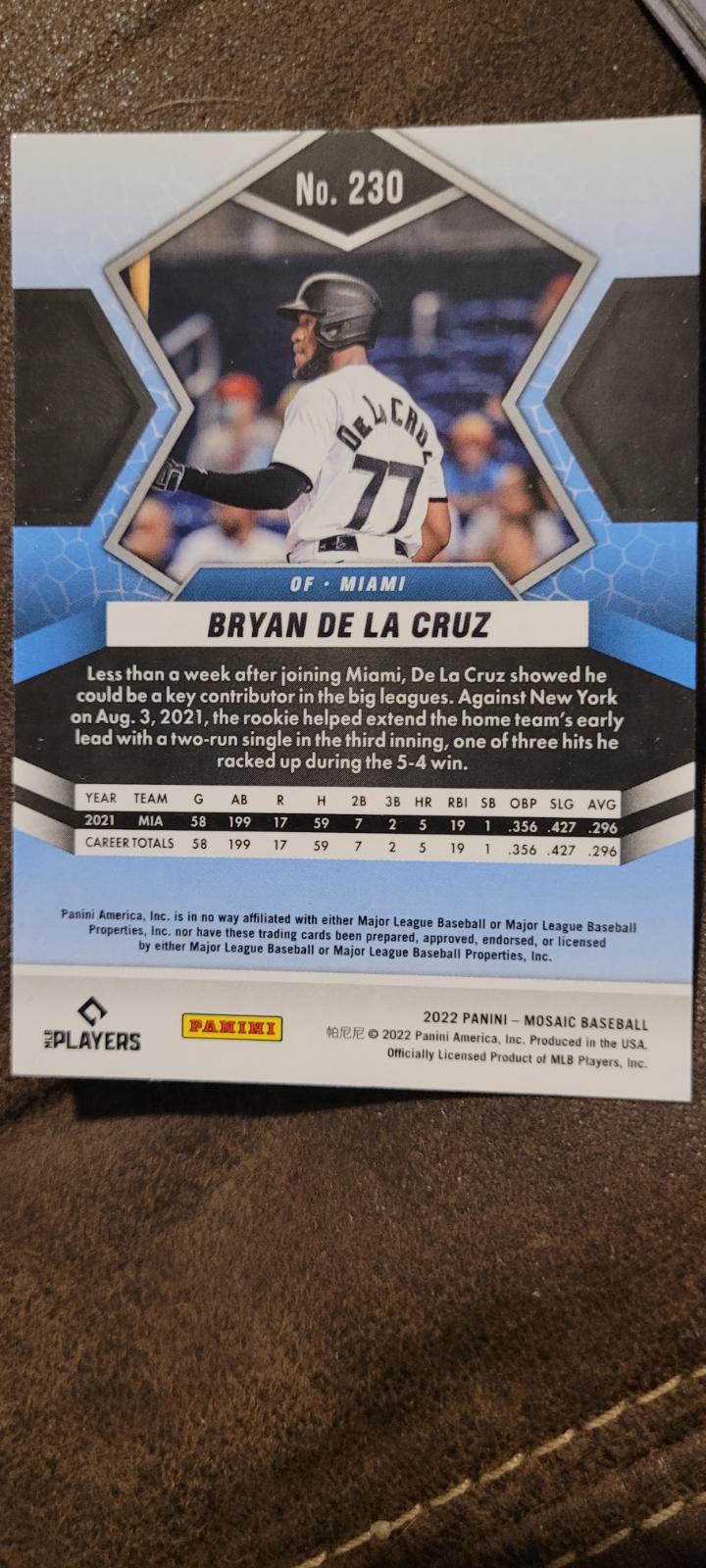 Bryan De La Cruz Prices Rookie Panini Mosaic Baseball Cards