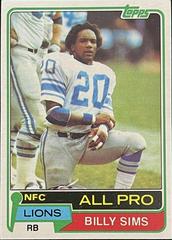 Billy Sims Football Cards 1981 Topps Prices