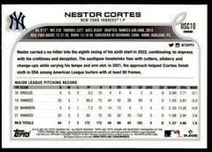 Back | Nestor Cortes [Purple] Baseball Cards 2022 Topps Chrome Update