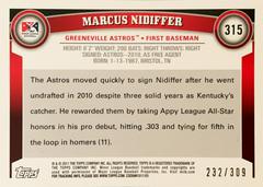 Rear | Marcus Nidiffer [Blue] Baseball Cards 2011 Topps Pro Debut