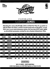 Back Of Card | LeBron James Basketball Cards 2014 Panini Hoops