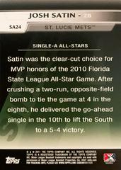 Rear | Josh Satin Baseball Cards 2011 Topps Pro Debut Single A All Stars