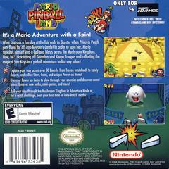 Back Cover | Mario Pinball Land GameBoy Advance