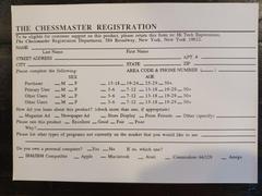 Registration Card | Chessmaster NES