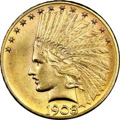 1908 D [NO MOTTO] Coins Indian Head Gold Eagle Prices