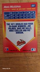 Back  | Mike Mussina Baseball Cards 1992 Panini Donruss Triple Play