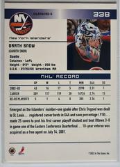 Backside | Garth Snow [Action] Hockey Cards 2003 ITG Toronto Star