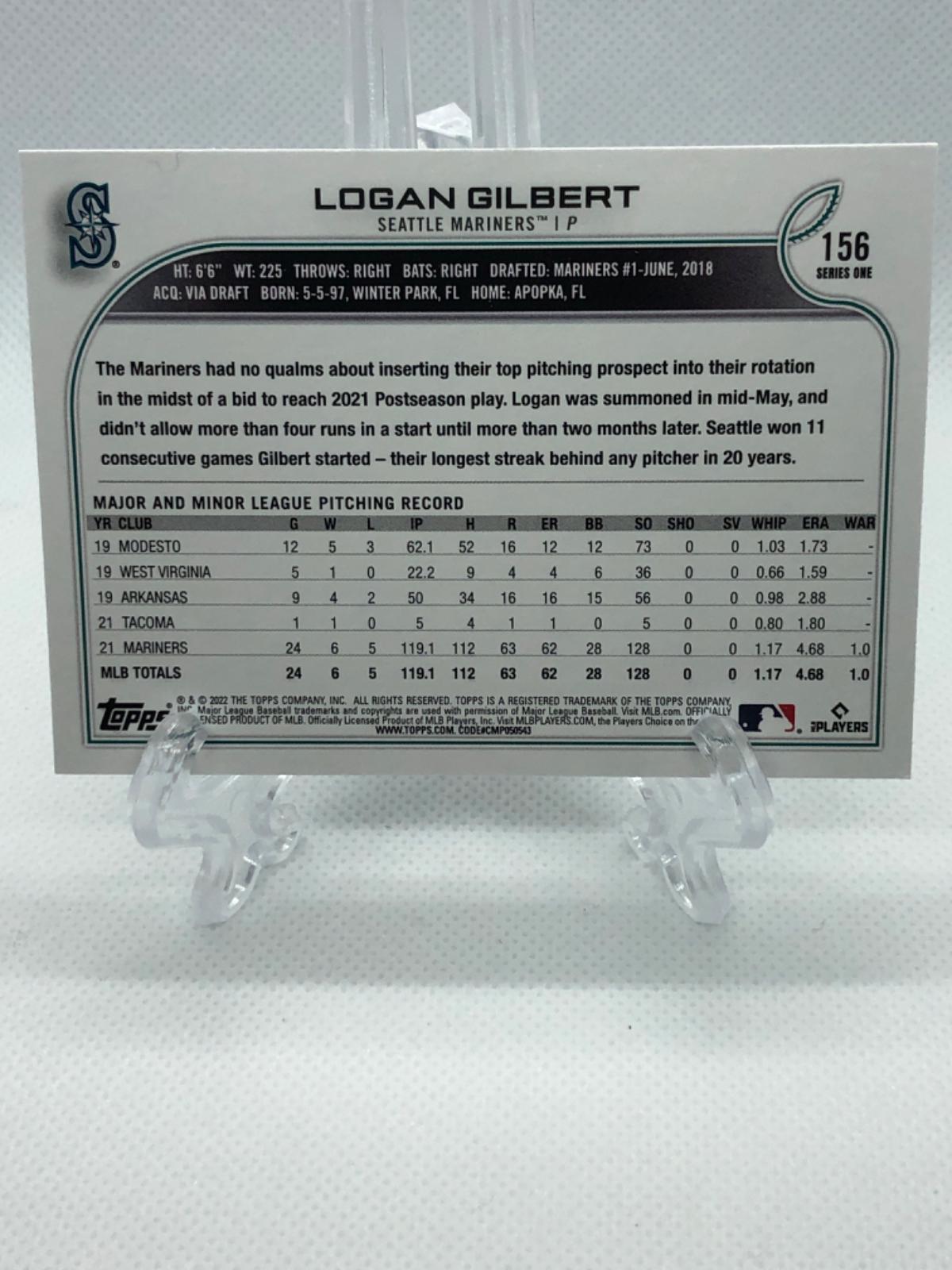 Logan Gilbert 156 Prices 2022 Topps 1st Edition Baseball Cards