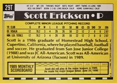 Rear | Scott Erickson Baseball Cards 1990 Topps Traded Tiffany