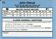 Back | John Olerud Baseball Cards 1991 Classic