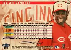 Rear | Deion Sanders Baseball Cards 1998 Fleer Tradition