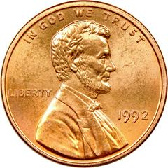 1992 [CLOSE AM] Coins Lincoln Memorial Penny Prices
