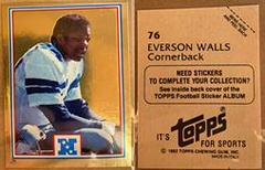 Everson Walls #76 Football Cards 1982 Topps Stickers Prices