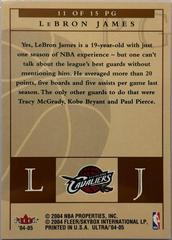 Back | Lebron James Basketball Cards 2004 Ultra Point Gods