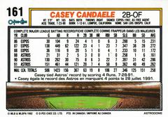 Back | Casey Candaele Baseball Cards 1992 O Pee Chee