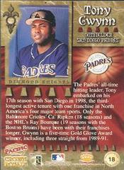Back | Tony Gwynn [Diamond Knights] Baseball Cards 1998 Pacific Crown Royale