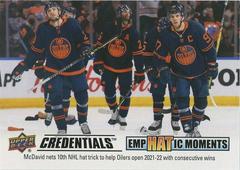 Connor McDavid Hockey Cards 2021 Upper Deck Credentials EmpHATic Moments Prices