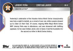 Back | Jeremy Pena, Cristian Javier Baseball Cards 2022 Topps Now Off Season