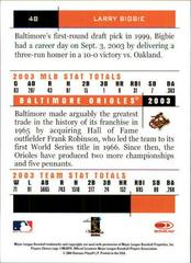 Back | Larry Bigbie Baseball Cards 2004 Donruss Team Heroes