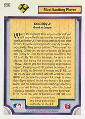 Card Back | Ken Griffey Jr. Baseball Cards 1992 Upper Deck