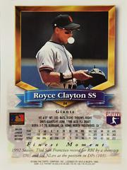 Rear | Royce Clayton Baseball Cards 1994 Topps Traded Finest Inserts