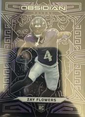 Zay Flowers [Purple Electric Etch] #107 Football Cards 2023 Panini Obsidian Prices