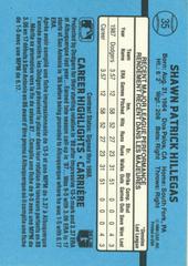 Reverse | Shawn Hillegas Baseball Cards 1988 Leaf