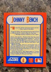 Back | Johnny Bench Baseball Cards 1990 Score Magic Motion Trivia