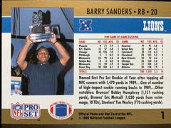 Back | Barry Sanders Football Cards 1990 Pro Set