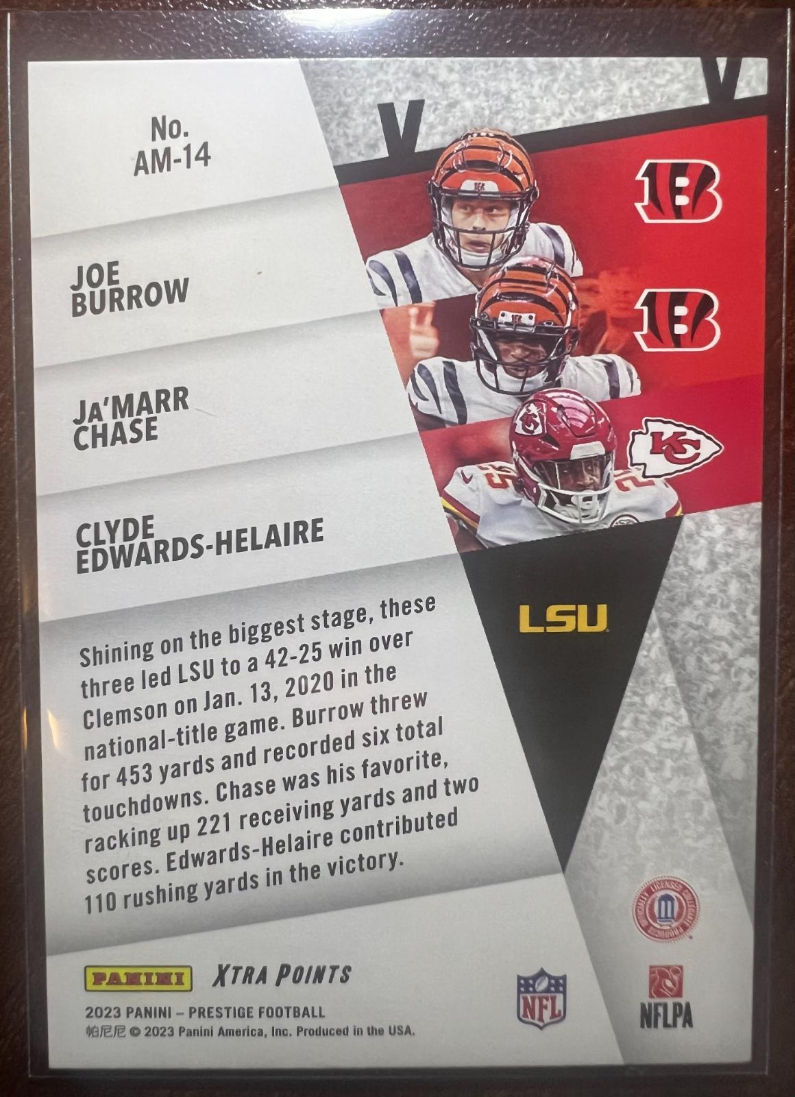 Clyde Edwards Helaire, Ja'Marr Chase, Joe Burrow [Red] AM14 Prices