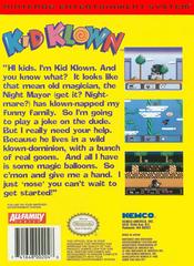 Kid Klown In Night Mayor World - Back | Kid Klown in Night Mayor World NES