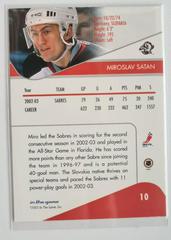 Backside | Miroslav Satan Hockey Cards 2003 ITG Toronto Star
