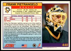 Back Of Card | Frank Pietrangelo Hockey Cards 1991 Score American