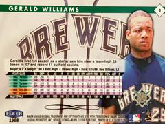Rear | Gerald Williams Baseball Cards 1998 Fleer Tradition