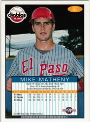 Back | Mike Matheny Baseball Cards 1993 Fleer Excel