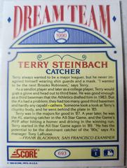 Back | Terry Steinbach [Error Card] Baseball Cards 1990 Score