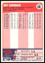 Back Of Card | Bret Saberhagen Baseball Cards 1990 Fleer