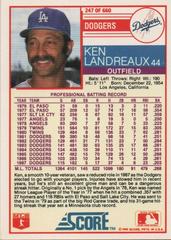 Ken Was Named Minor League Player In 1977 | Ken Landreaux Baseball Cards 1988 Score
