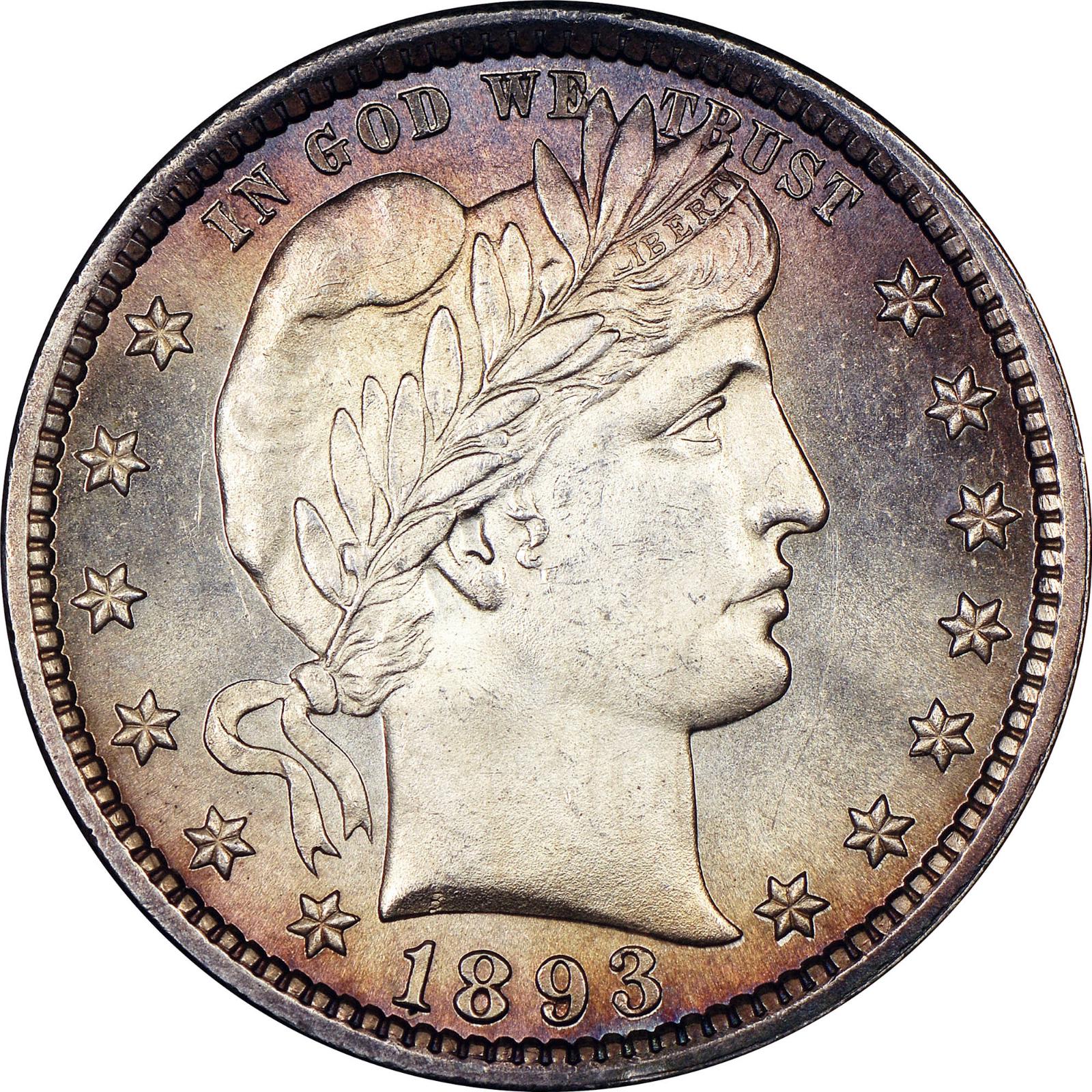 1893 Coins Barber Quarter