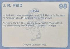 Back Of Card | J.R. Reid Basketball Cards 1989 Collegiate Collection North Carolina