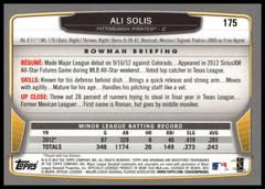 Back Of Card | Ali Solis [Gold] Baseball Cards 2013 Bowman